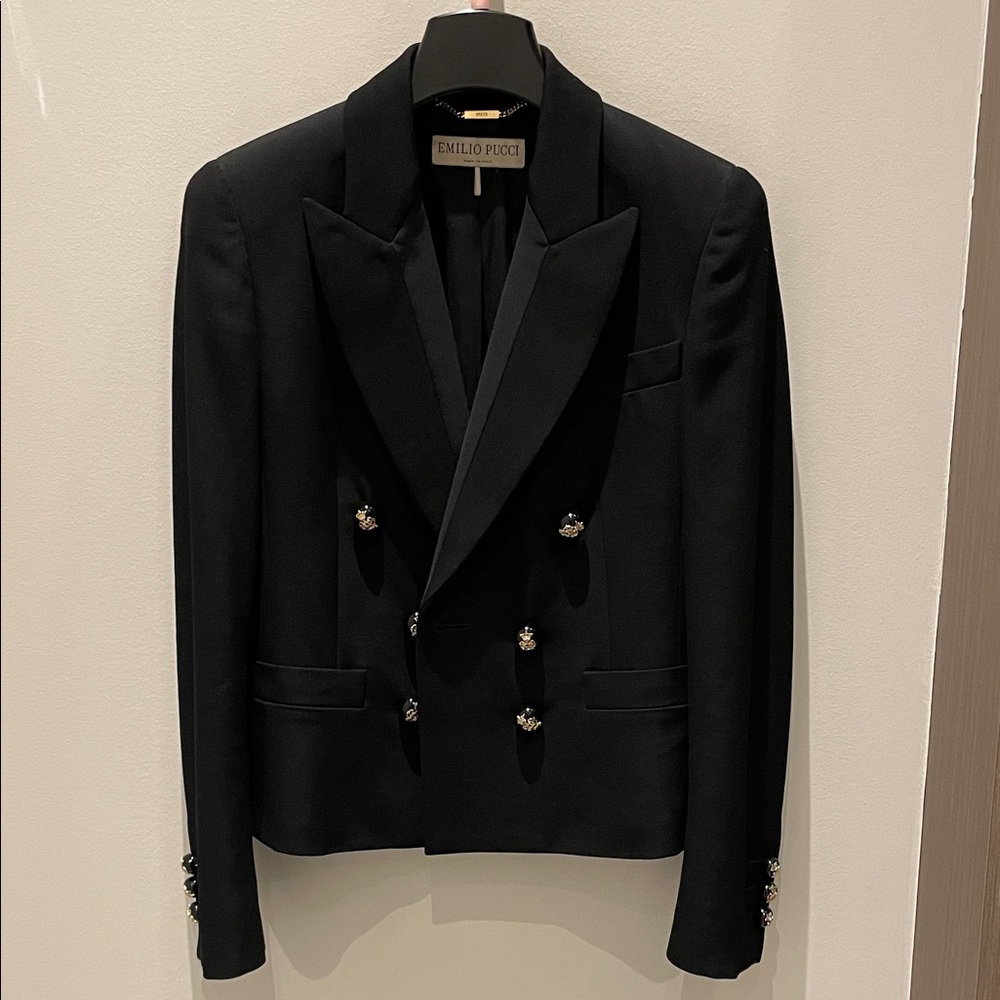 Pucci wool blend blazer with crest buttons